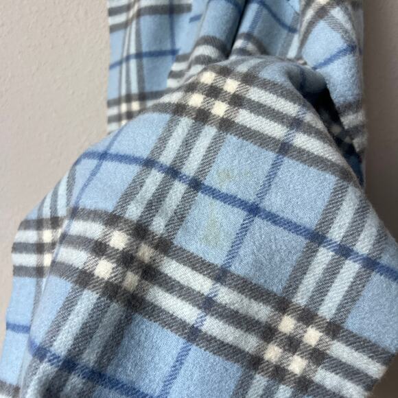 Burberry London Light Blue Plaid Cashmere Scarf - Picture 5 of 5